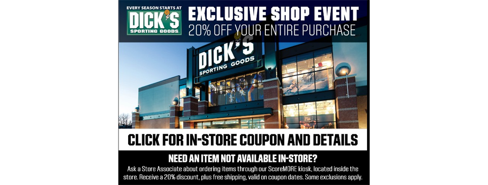 League Appreciation Weekend at Dick's Sporting Goods is 3/1 - 3/3
