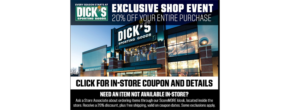 League Appreciation Weekend at Dick's Sporting Goods is 8/1 - 8/4