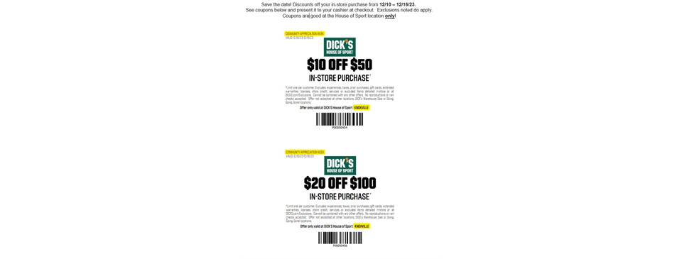 Holiday Shopping Week at Dick's House of Sport! 12/10 - 12/16/23
