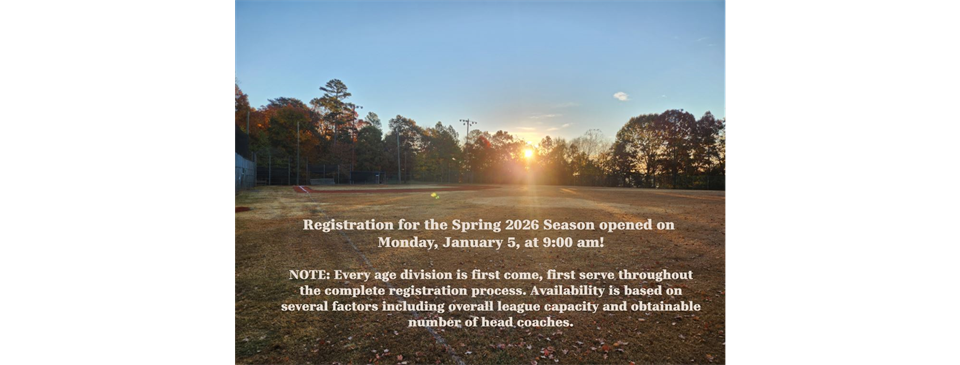 Registration for the Spring 2026 Season opened on January 5 at 9:00 am!